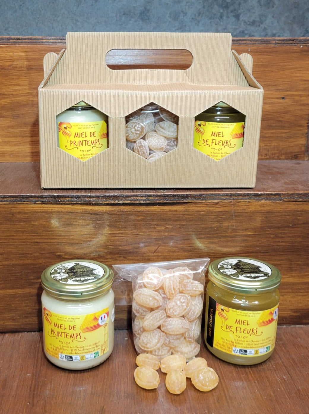 Coffret dégustation - Miels 250g - Bonbons au Miel