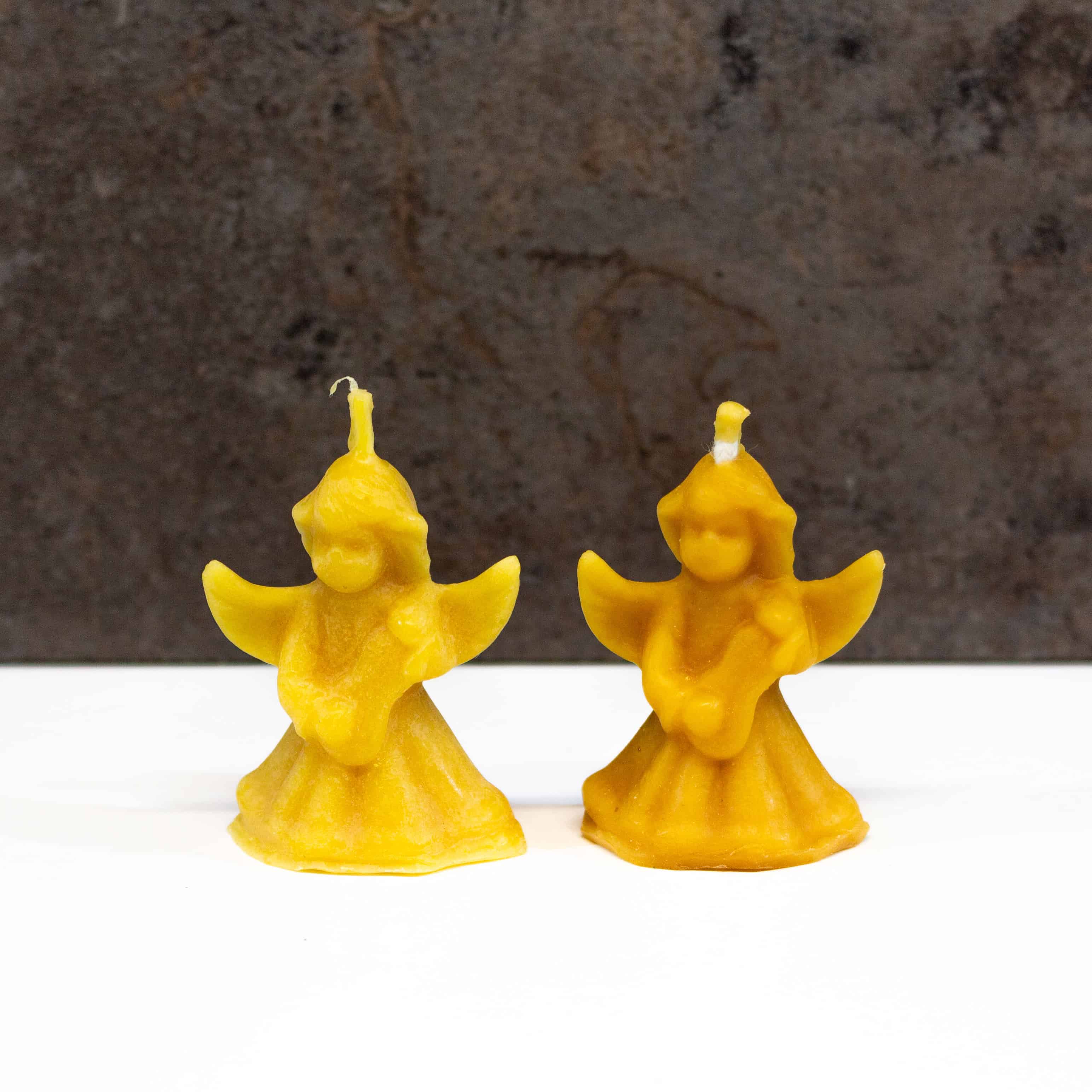 Bougies ange en cire d'abeille blanche, lot de deux