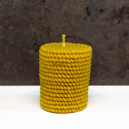 Bougie cylindrique en cire d'abeille blanche